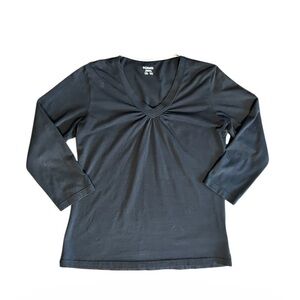 Columbia Sportswear Ruched V-Neck Top Organic Cotton Black Medium